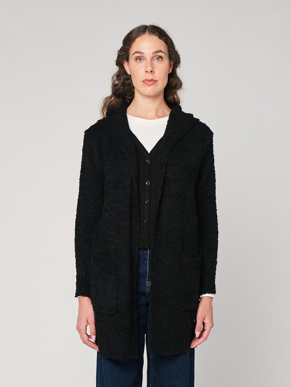 Cardigan buclé con cappuccio
