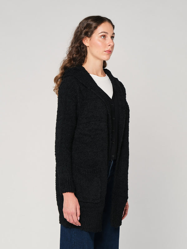 Cardigan buclé con cappuccio