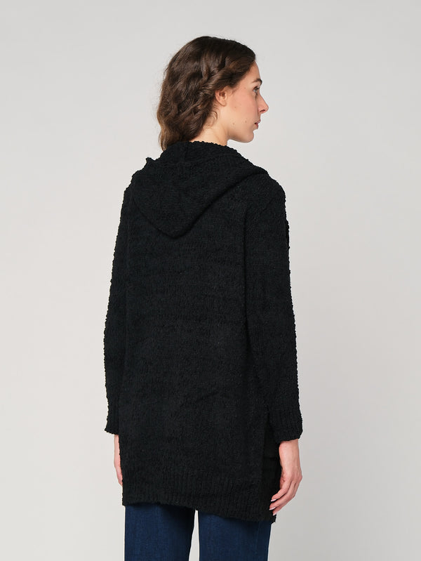 Cardigan buclé con cappuccio