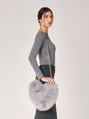 Borsa pelliccia cuore
