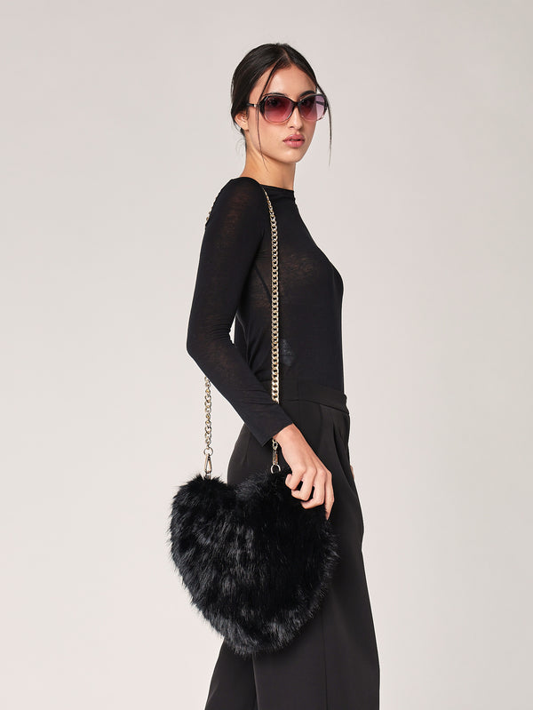 Borsa pelliccia cuore