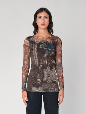 Maglia in fantasia con rete