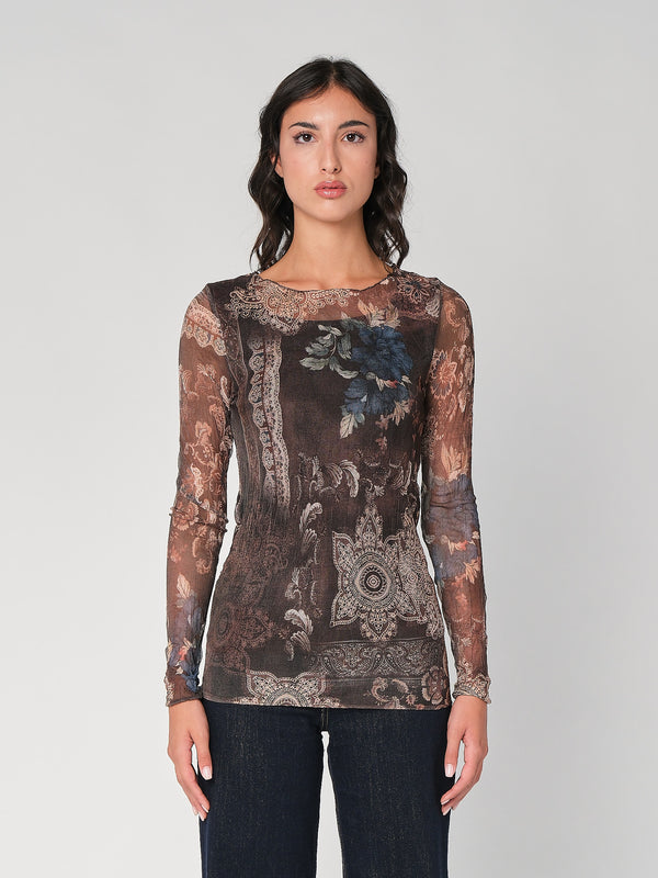 Maglia in fantasia con rete