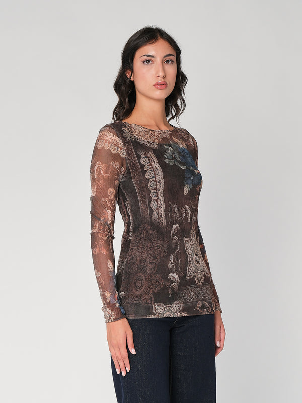 Maglia in fantasia con rete