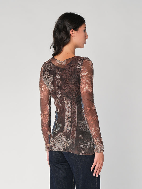 Maglia in fantasia con rete