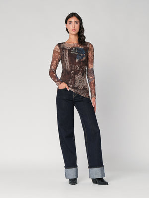 Maglia in fantasia con rete