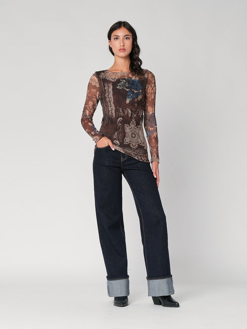 Gemustertes Hemd mit Mesh