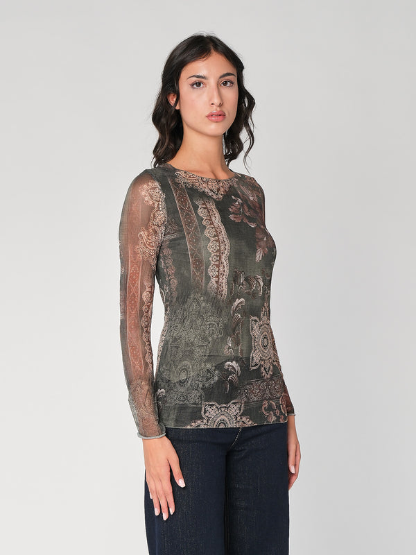 Maglia in fantasia con rete