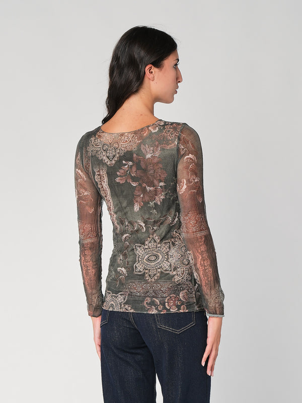 Maglia in fantasia con rete
