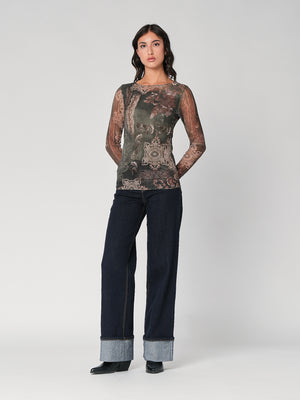 Maglia in fantasia con rete