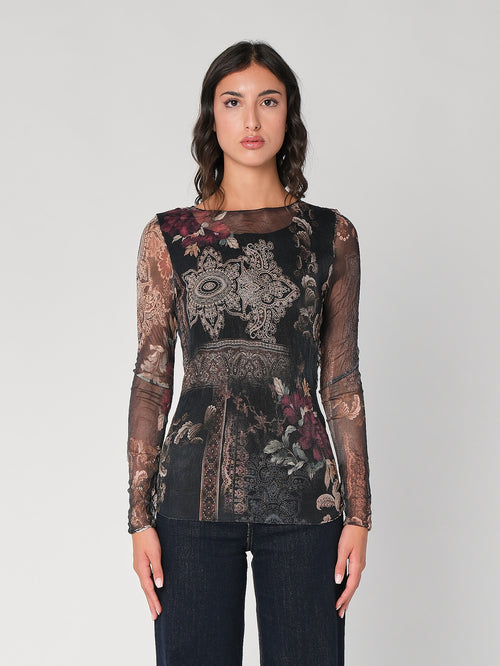 Maglia in fantasia con rete