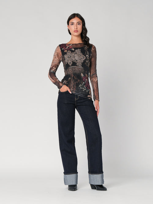 Maglia in fantasia con rete