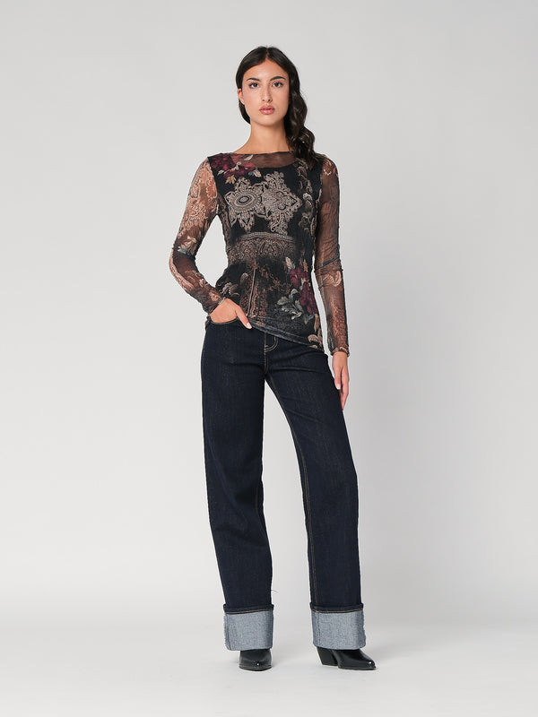 Maglia in fantasia con rete