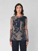 Maglia in fantasia con rete
