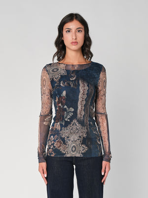 Maglia in fantasia con rete