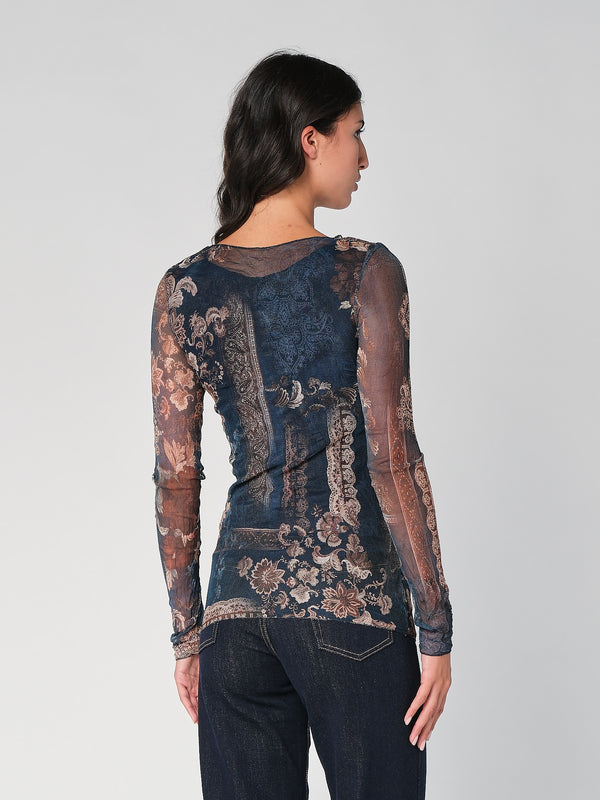 Maglia in fantasia con rete