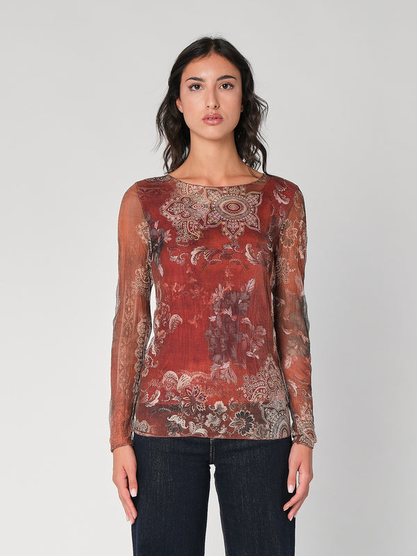 Maglia in fantasia con rete