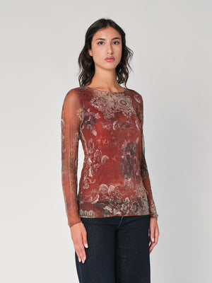 Maglia in fantasia con rete