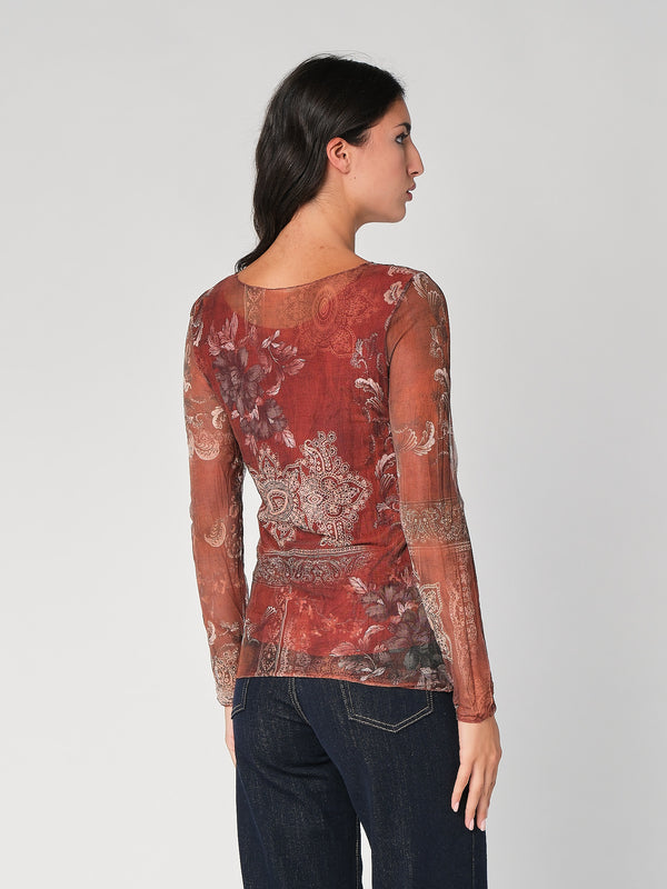 Maglia in fantasia con rete