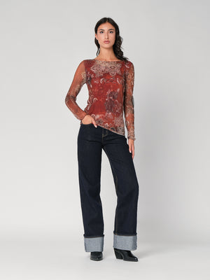 Maglia in fantasia con rete