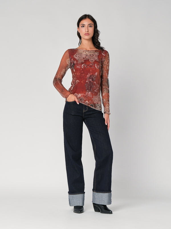 Maglia in fantasia con rete