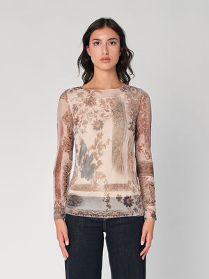 Maglia in fantasia con rete