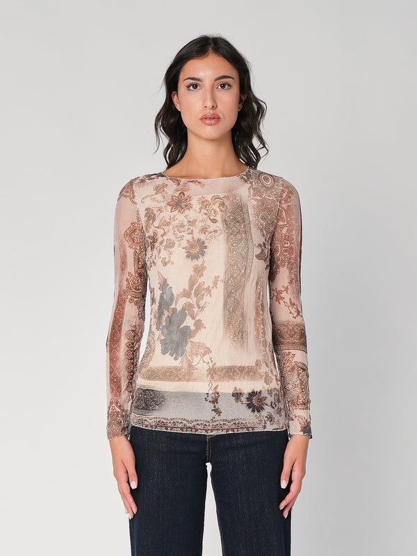 Maglia in fantasia con rete