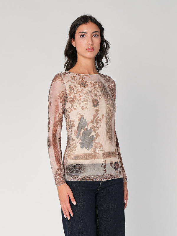 Maglia in fantasia con rete
