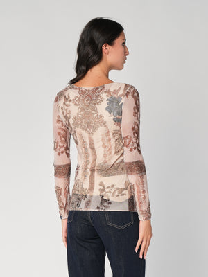 Maglia in fantasia con rete