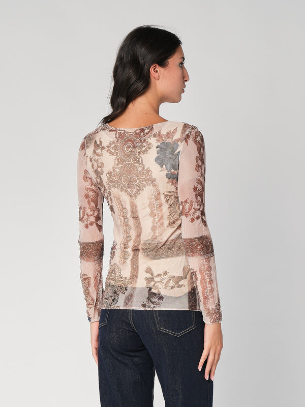 Maglia in fantasia con rete