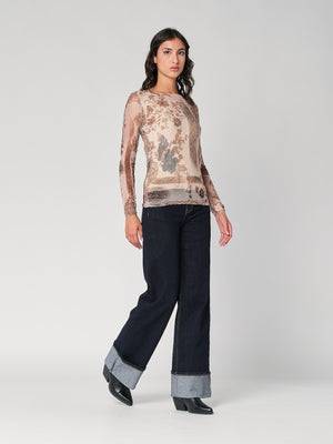 Maglia in fantasia con rete