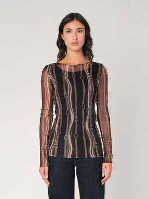 Maglia in fantasia con rete