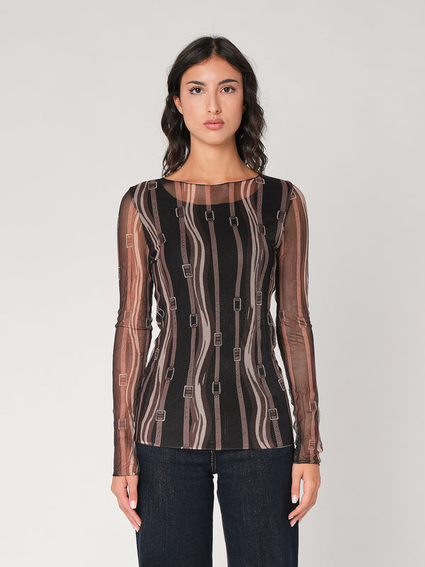 Gemustertes Hemd mit Mesh