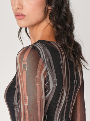 Maglia in fantasia con rete