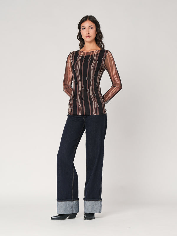Maglia in fantasia con rete