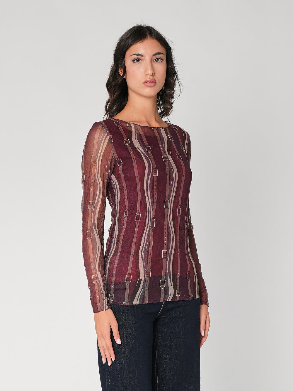 Maglia in fantasia con rete