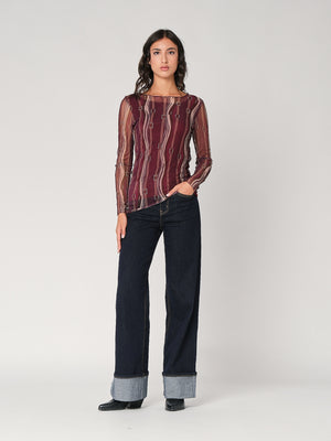 Maglia in fantasia con rete