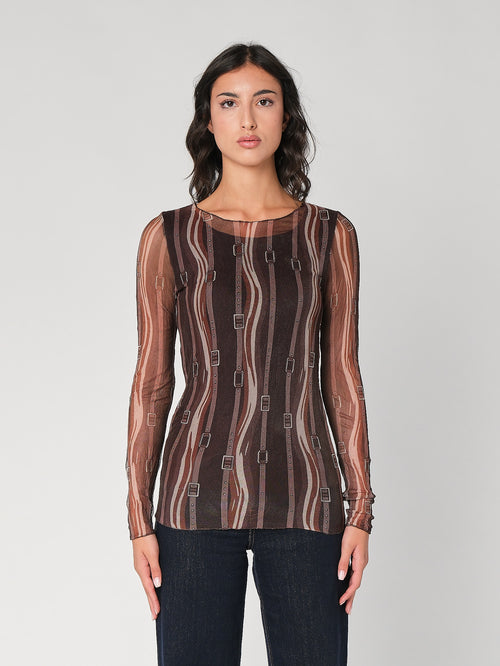 Maglia in fantasia con rete