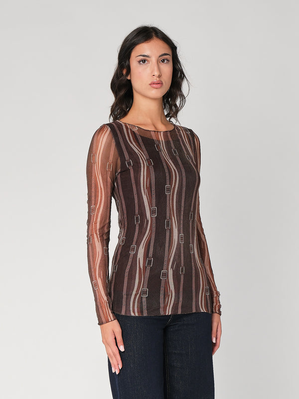 Maglia in fantasia con rete