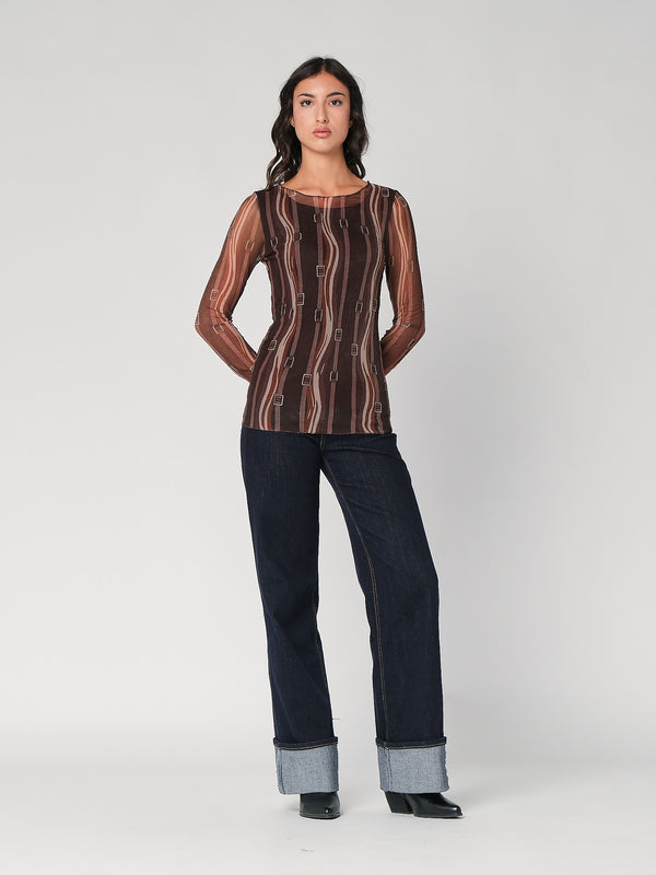 Maglia in fantasia con rete