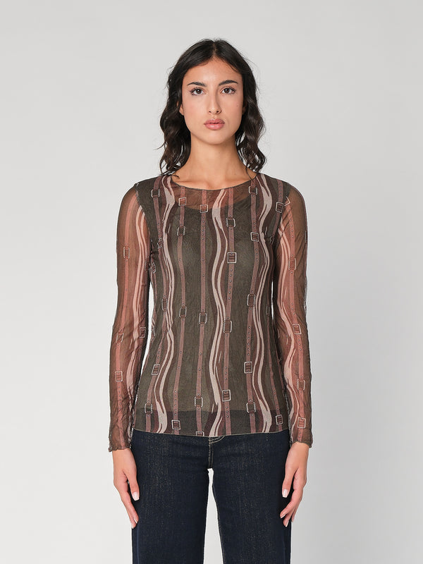 Maglia in fantasia con rete