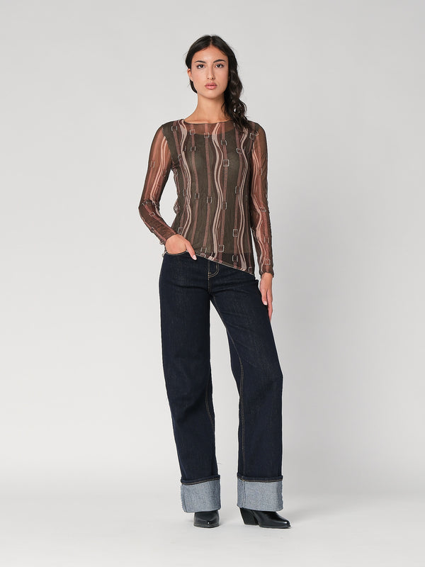 Maglia in fantasia con rete