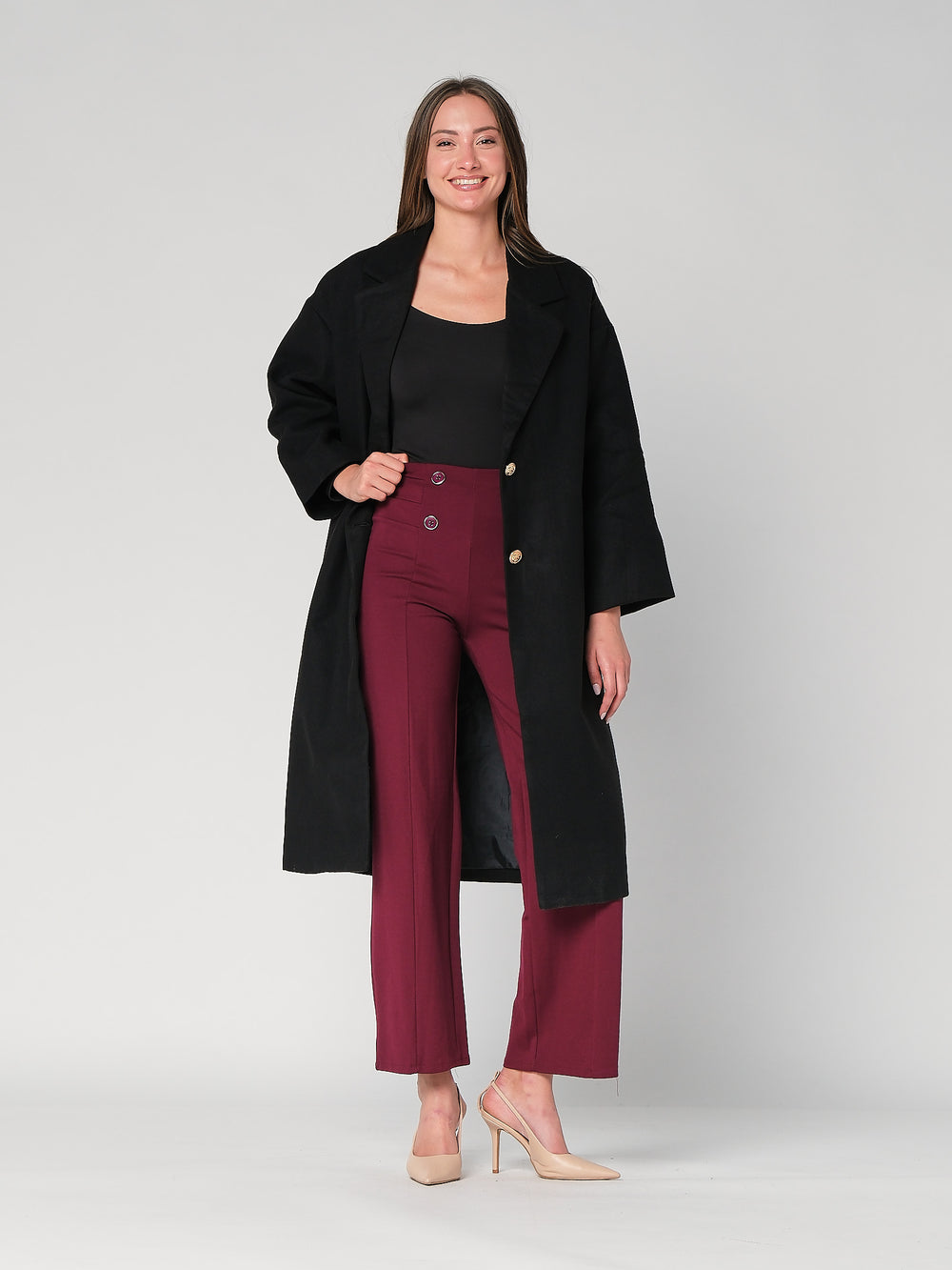 Pantalone palazzo con bottoni