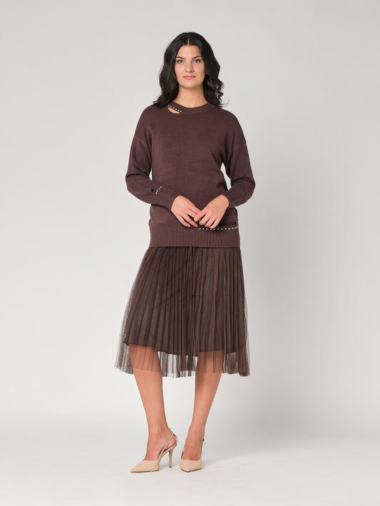 Plisseekleid mit Pullover