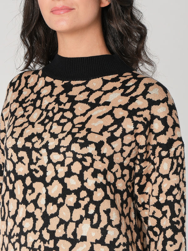 Abito maglia leopardato