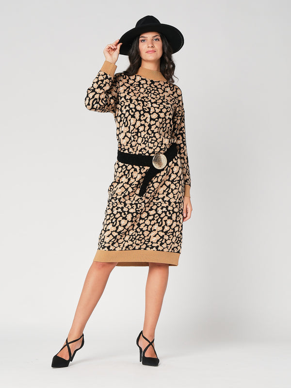 Abito maglia leopardato