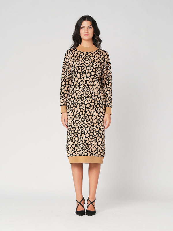 Abito maglia leopardato