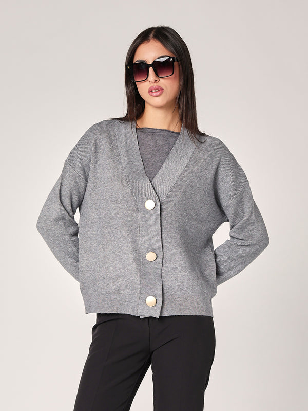 Maglia collo V con bottoni
