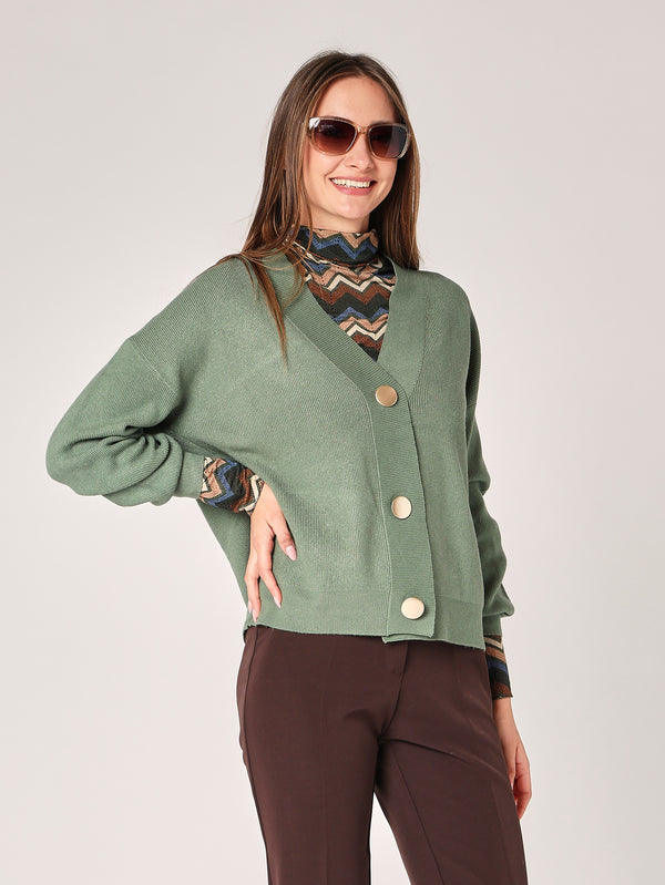 Maglia collo V con bottoni