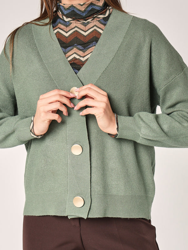 Maglia collo V con bottoni